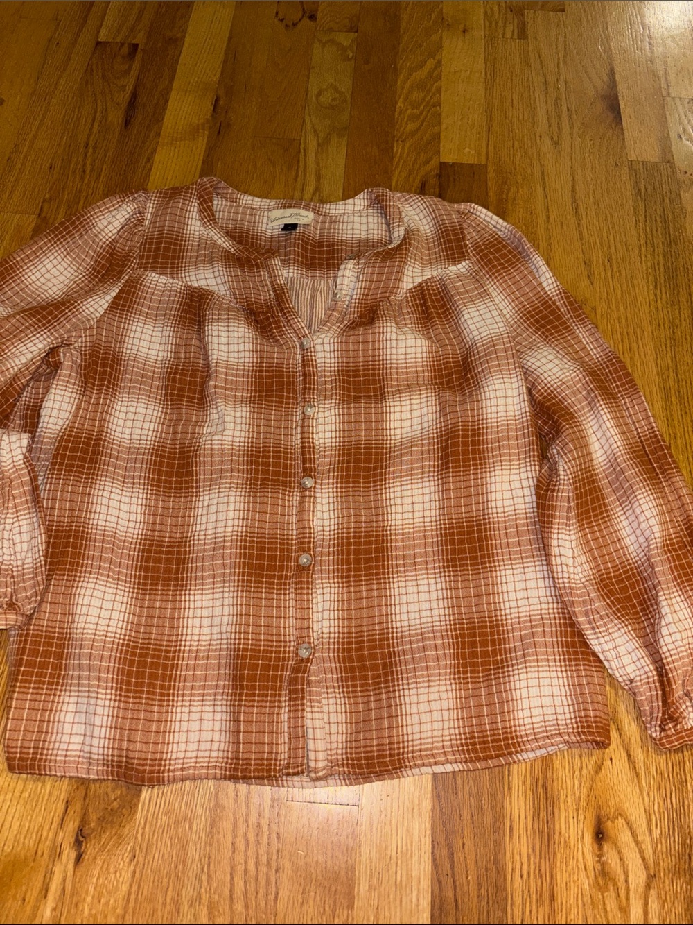 Women's Rust Plaid Button-Down Shirt